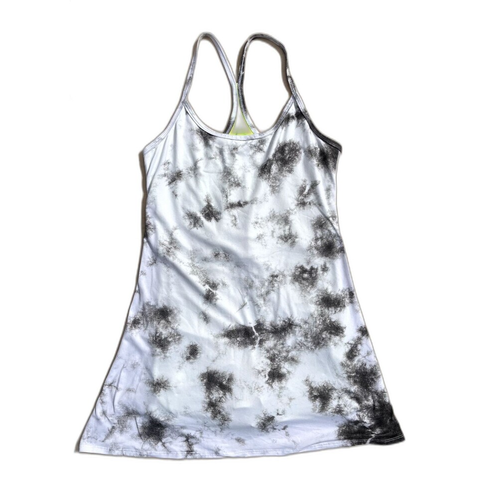 EVCR The Excercise Dress in White Marble & Lime Green‎ Size Large Pickleball